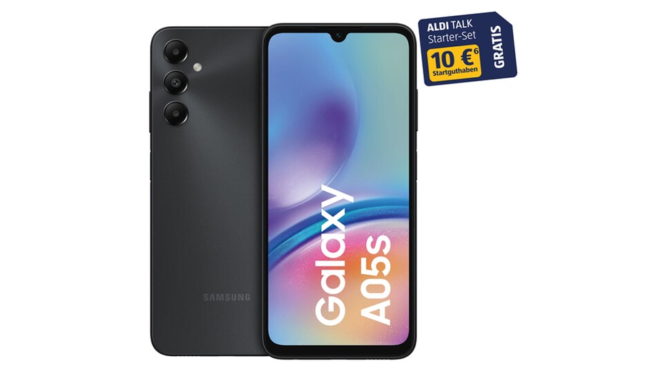Volles Paket für wenig Geld: Das Galaxy A05s kommt mit Zubehör und Aldi-Talk-Starterset.