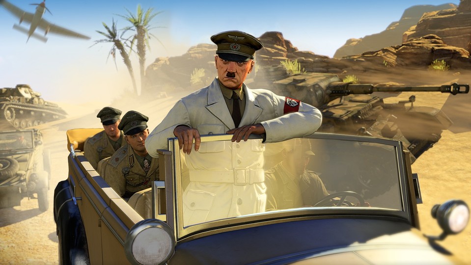 Im DLC Hunt the Grey Wolf zu Sniper Elite 3 muss man Hitler erschießen. Der DLC ist auch im deutschen Steam-Store verfügbar.