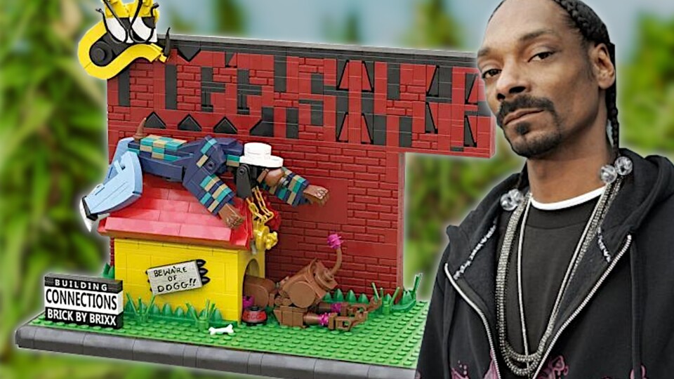Mit Snoop Dogg gibt der Begriff Klemmkonstruktionsstein eine völlig neue Bedeutung. Bildquellen: Bluebrixx (links); CBS Television Studios (rechts).