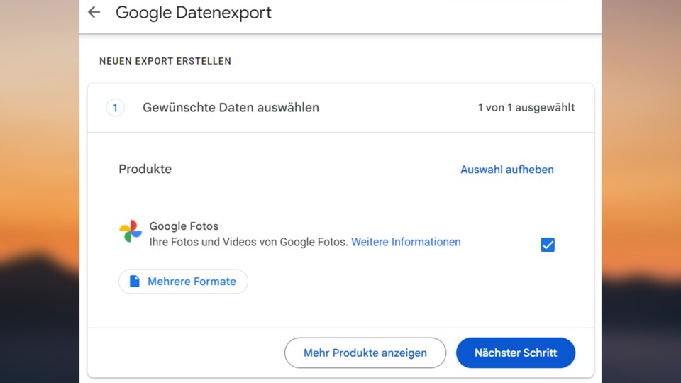 Im Bild: Der »Google Datenexport«