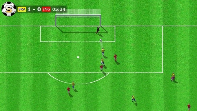 Ein erster InGame-Screenshot von Sociable Soccer in der klassischen Draufsicht-Perspektive.