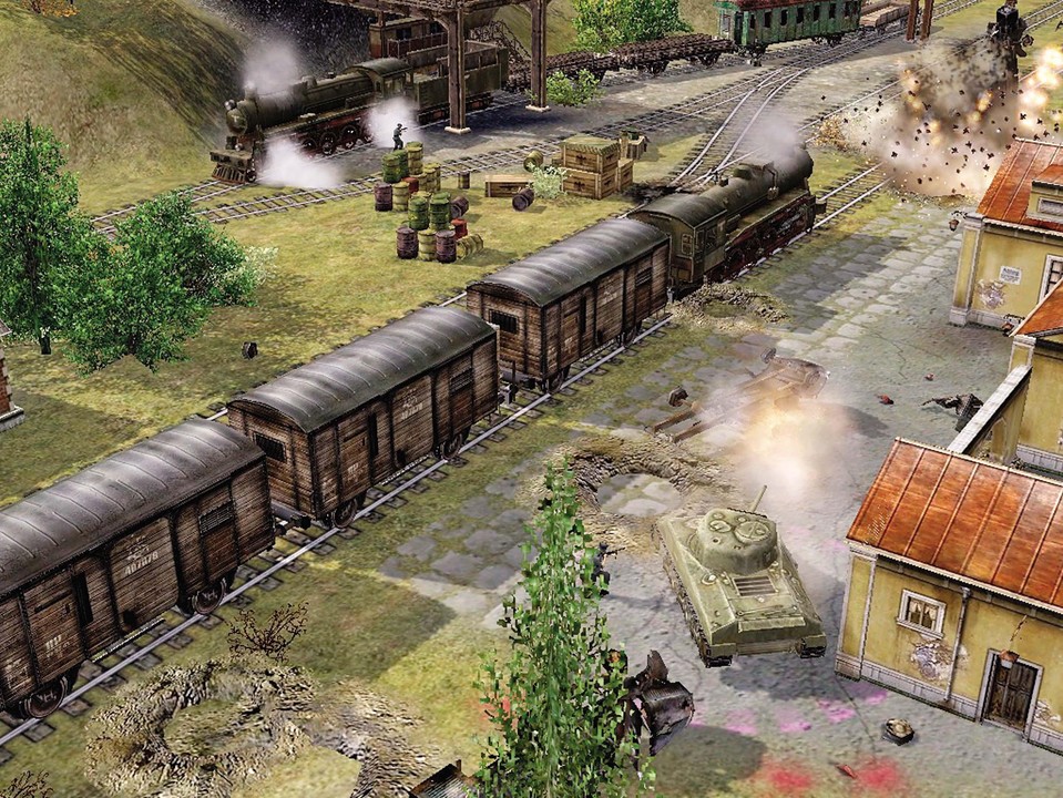 Mit einem Panzer legen unsere Elitekämpfer den feindlichen Güterbahnhof in Schutt und Asche. Jeder Schuss der Kanone hinterlässt einen Krater.