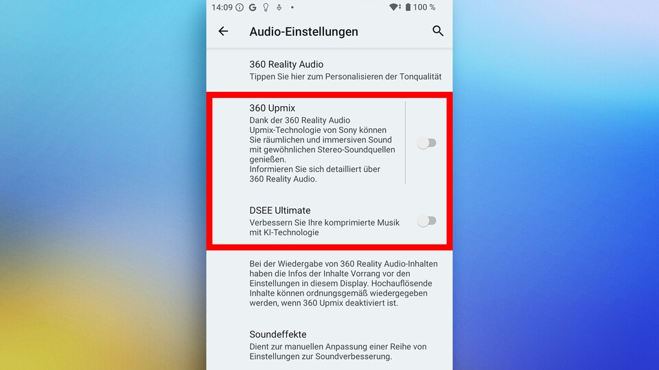 Mit DSEE Ultimate und 360 Upmix bietet Sony zwei eigene Features für die Audiowiedergabe. (Bildquelle: GameStar Tech)
