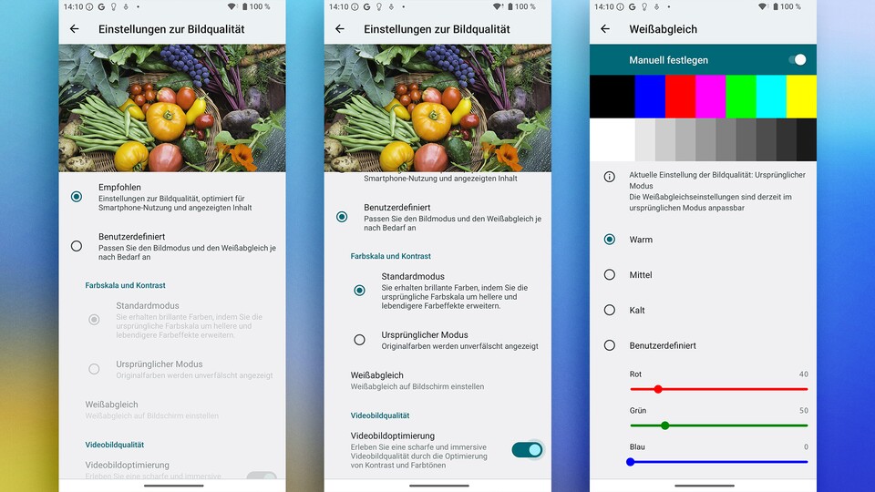 In den Einstellungen für das Display könnt ihr Farben, Kontraste und einiges mehr nach euren Wünschen anpassen. (Bildquelle: GameStar Tech)