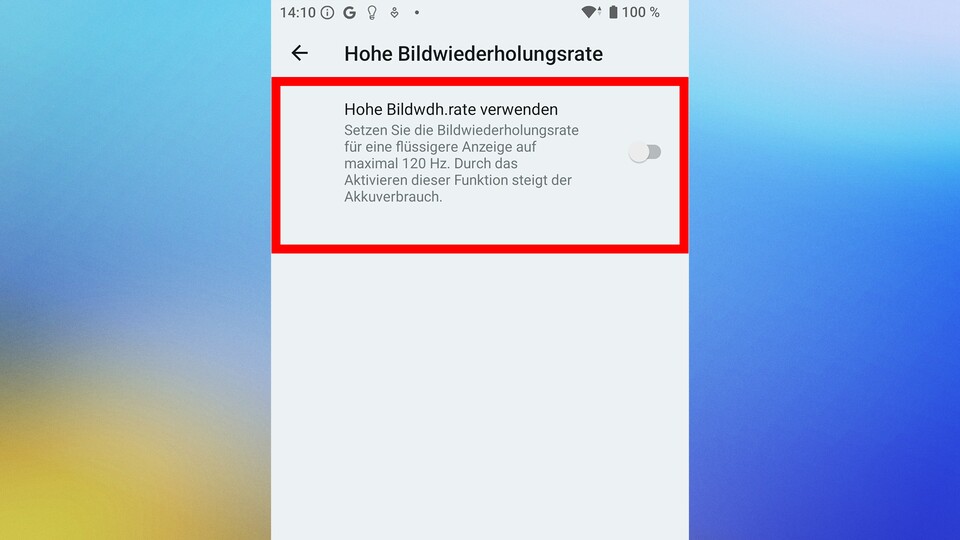 Die Bildwiederholungsrate von 120 Hertz ist ab Werk nicht immer aktiviert. (Bildquelle: GameStar Tech)