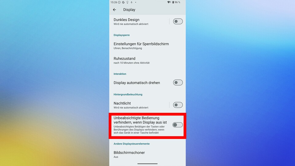 Damit in der Hosentasche nichts passiert, bietet Sony einen entsprechenden Modus für das Display. (Bildquelle: GameStar Tech)