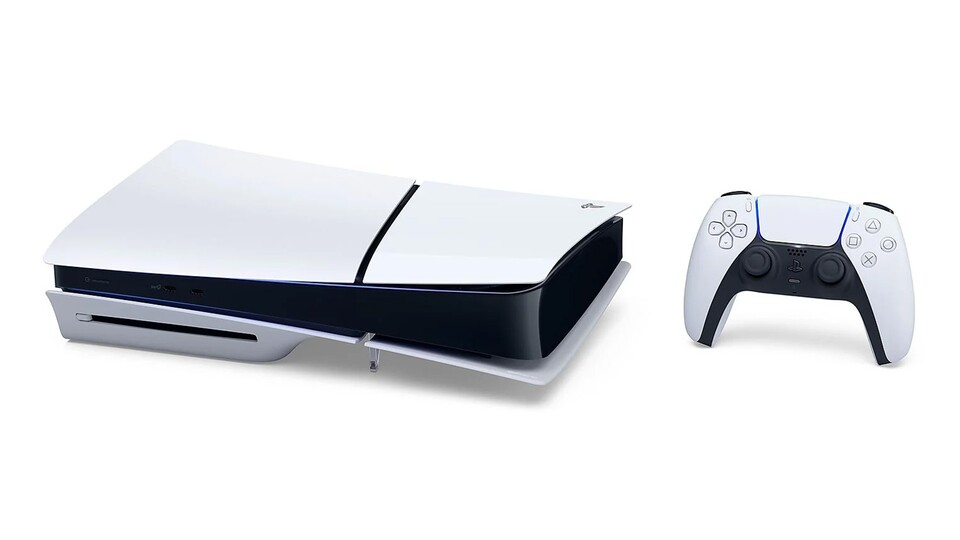 Macht auch horizontal eine erstklassige Figur: Die Sony PlayStation 5 Slim könnt ihr auch hinlegen, falls sie euch im aufgestellten Zustand zuviel Platz einnimt.