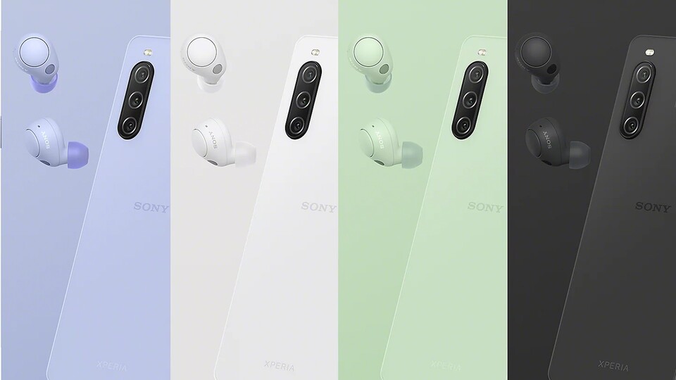 Ein schönes Handy in vier Farben: Lavendel, Weiß, Mintgrün und Schwarz.