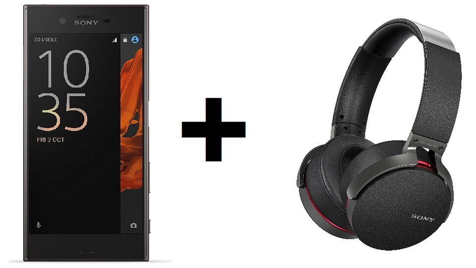 Das Sony Xperia XZ Bundle enthält neben dem Smartphone auch einen kabellosen Kopfhörer, der per Bluetooth verbunden wird.