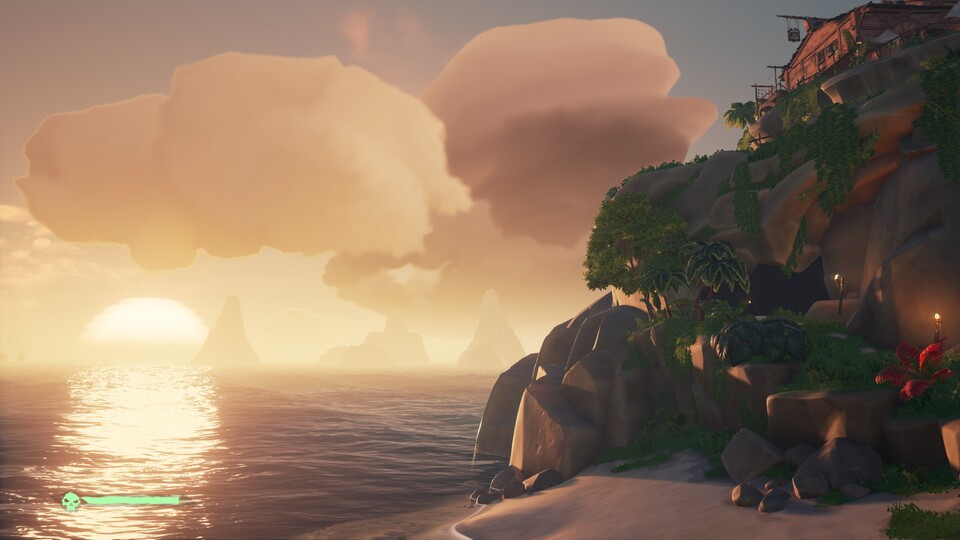 Sea of Thieves bietet trotz seines Comic-Looks viele Postkarten-Momente wie diesen hier. Die Systemanforderungen des Spiels fallen gleichzeitig relativ moderat aus.