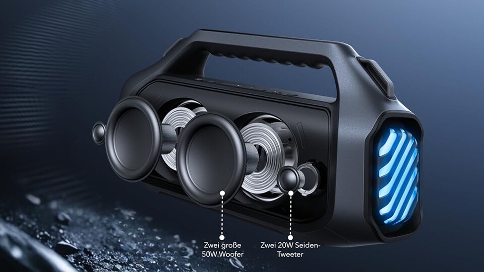 2 Tweeter, 2 Woofer und Passivradiatoren verleihen der Boom 2 Plus ihren satten Klang.