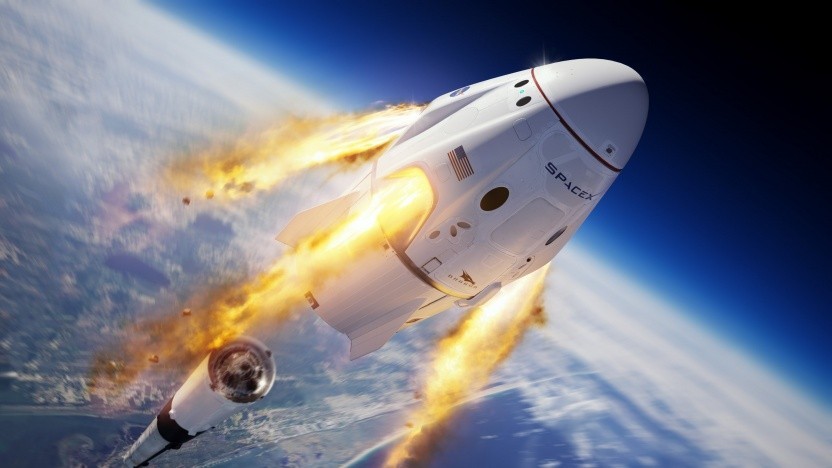 Rendered representation of a SpaceX abort test.  (Image: SpaceX)