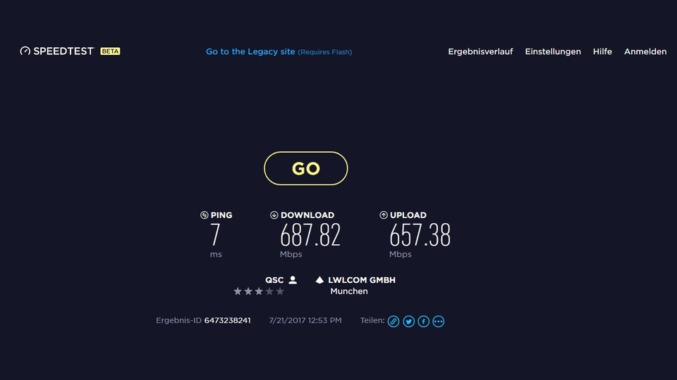 Eine Bandbreitenmessung wie beispielsweise mit dem Speedtest von Ookla (www.speedtest.net) kann erste Probleme hinsichtlich Latenzzeiten sowie Download- und Upload-Raten aufzeigen – allerdings sollten Sie die mehrmals ausführen, da die Ergebnisse oft nicht ganz konstant sind und erst in der Summe einen realistischen Eindruck vermitteln.