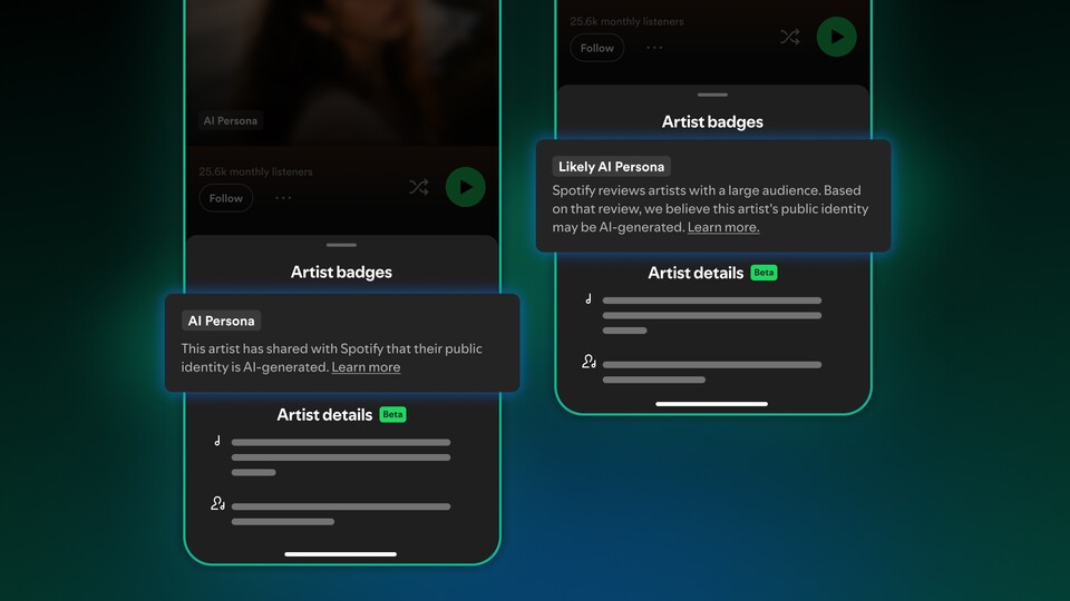So sollen die KI-Labels auf Spotify in Zukunft aussehen. (Bildquelle: Spotify)