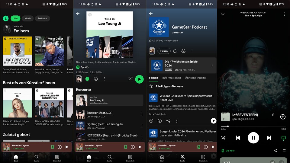 Die Spotify-App ist wirklich sehr schön übersichtlich und die grünen Akzente gefallen gut.