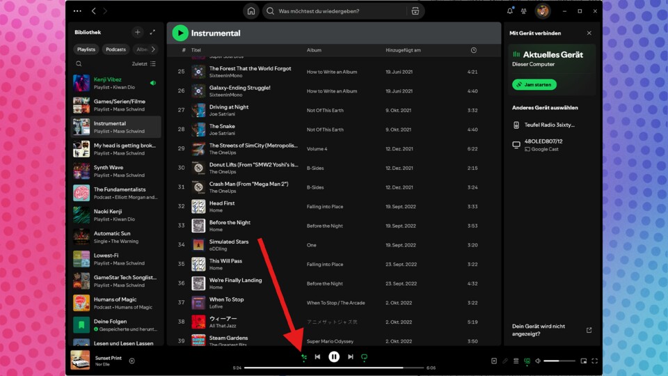 Ist Smart Shuffle aktiviert, erkennt ihr das am Sternchen neben der normalen Shuffle-Funktion.