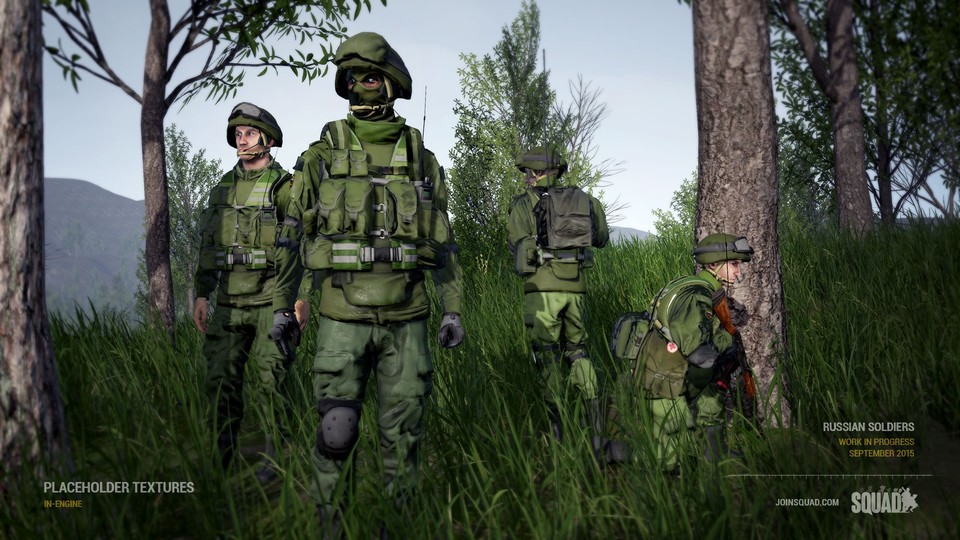 Squad bietet realistische Gefechte, derzeit noch zwischen Amerikanern und Aufständischen. Später sollen die im Bild zu sehenden russischen Truppen folgen.