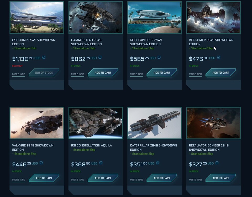 Eine Auswahl der aktuell teuersten Schiffe, die ihr in Star Citizen gegen echtes Geld kaufen könnt.