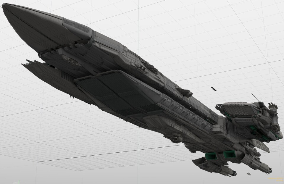 Greyboxing für Squadron 42: Die Fortschritte der Singleplayer-Kampagne werden regelmäßig präsentiert. Hier ist der Pegasus Escort Carrier zu sehen.