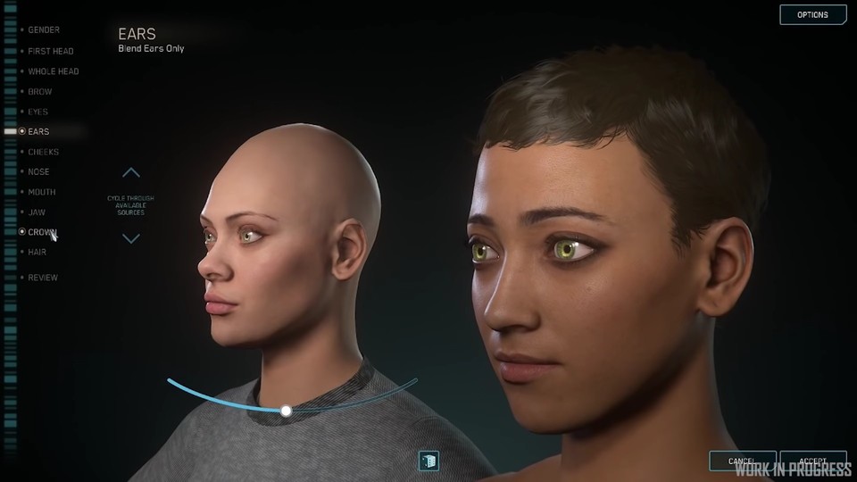 Der Charaktereditor wurde für Version 3.7 entschlackt, aus vorgegebenen Köpfen zieht ihr euch jetzt dynamisch die Gesichtszüge, die ihr für euren eigenen Avatar benutzen wollt.