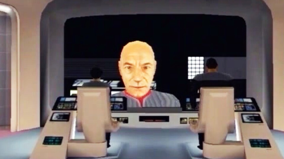 Picard auf dem Schirm! In Bridge Commander treffen wir jede Menge Charaktere aus der Serie.