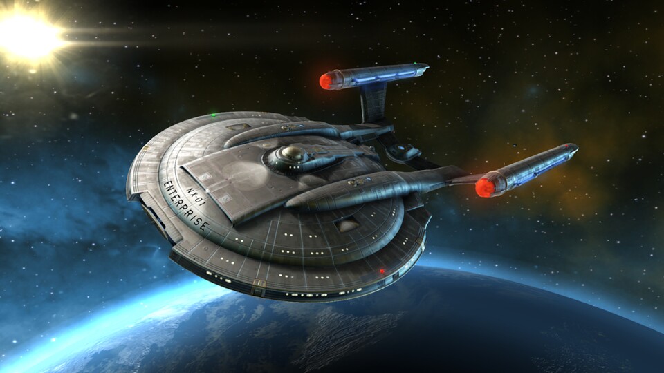 Die Enterprise NX-01 sollte 80.000 Tonnen wiegen, bringt in einer Folge aber nur 158 Kilo auf die Waage. (Bildquelle: Star Trek Fleet Command)