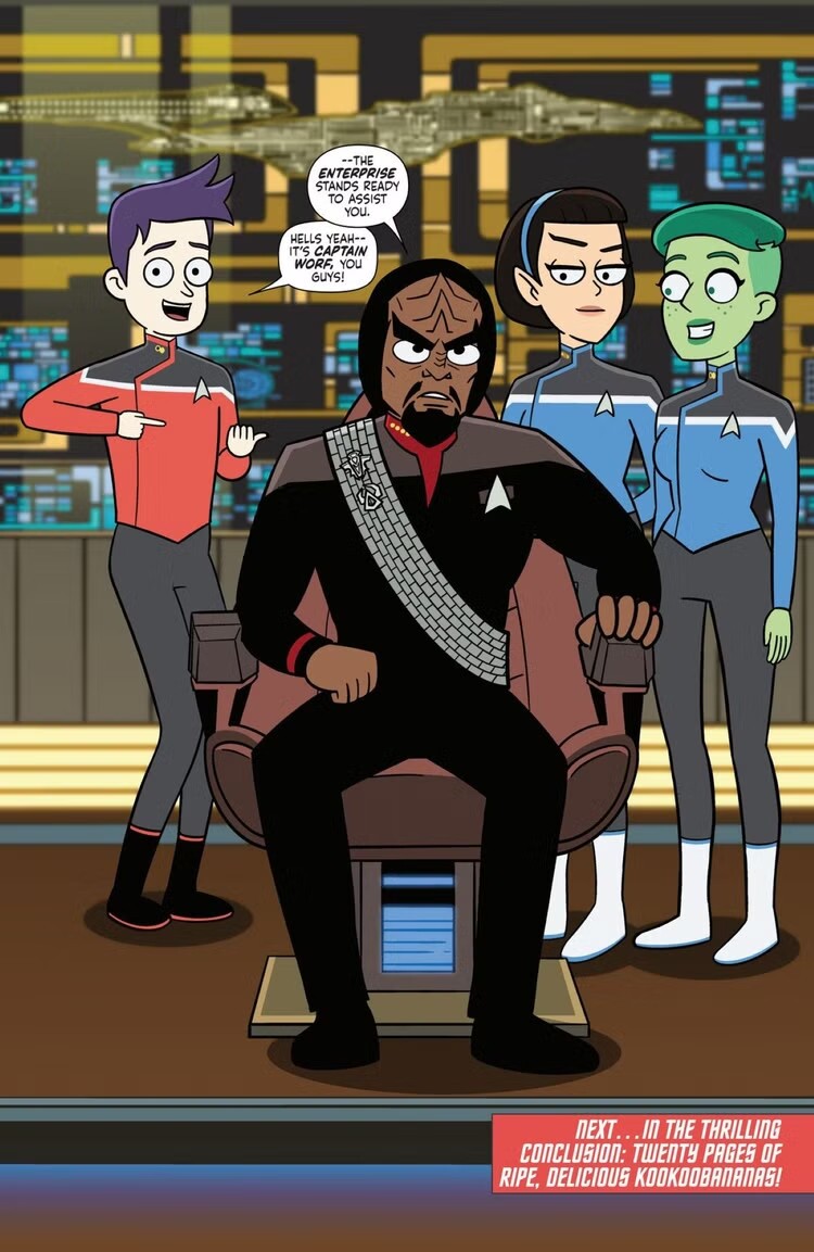 Ungewohnt Worf im Captainssessel zu sehen. Bildquelle: IDW Publishing