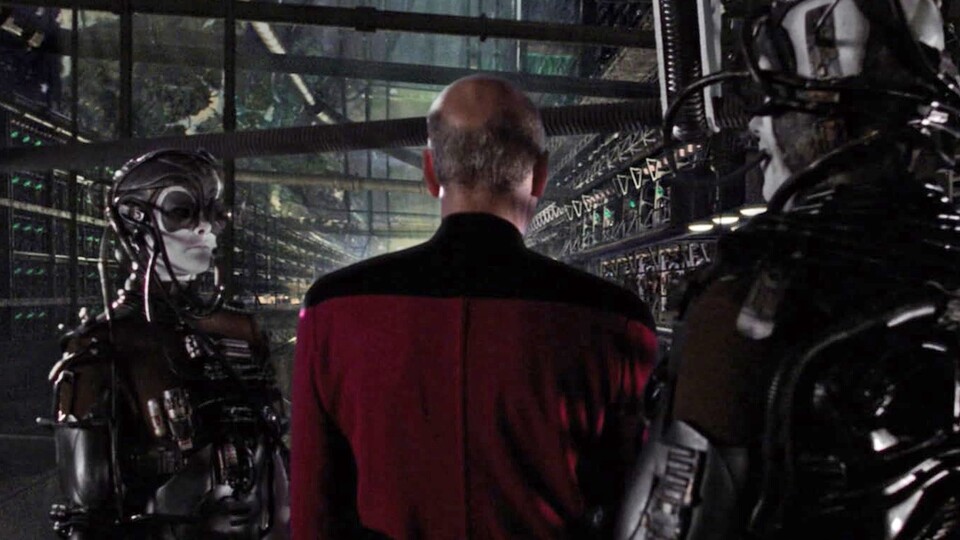 Das Innere eines Borg-Kubus ist wahrlich kein erfreulicher Anblick, wie Captain Picard attestieren kann. (Bild: ParamountCBS)