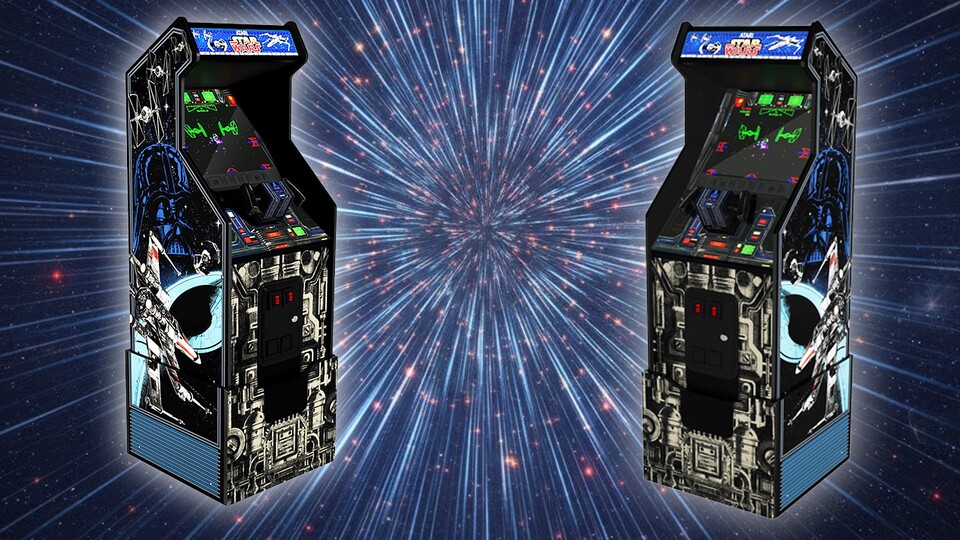 Auch ohne zu spielen gibt der Automat eine coole Deko ab. (Hintergrund mit Gemini, Ki-generiert)