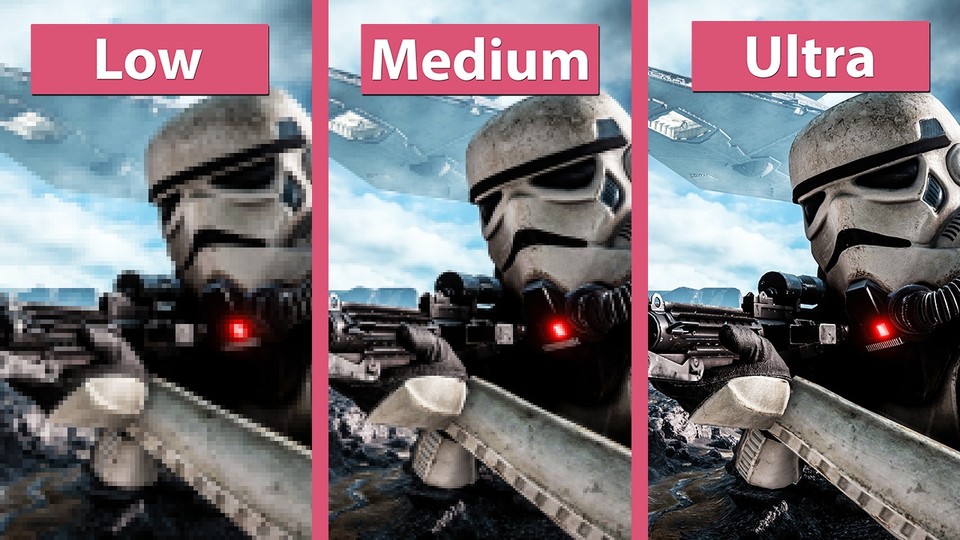 Star Wars: Battlefront - Niedrige, mittlere und sehr hohe Details im Grafik-Vergleich