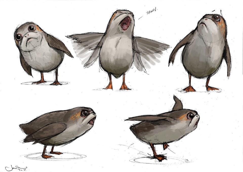 Concept-Art der Porgs aus Star Wars: Episode 8.