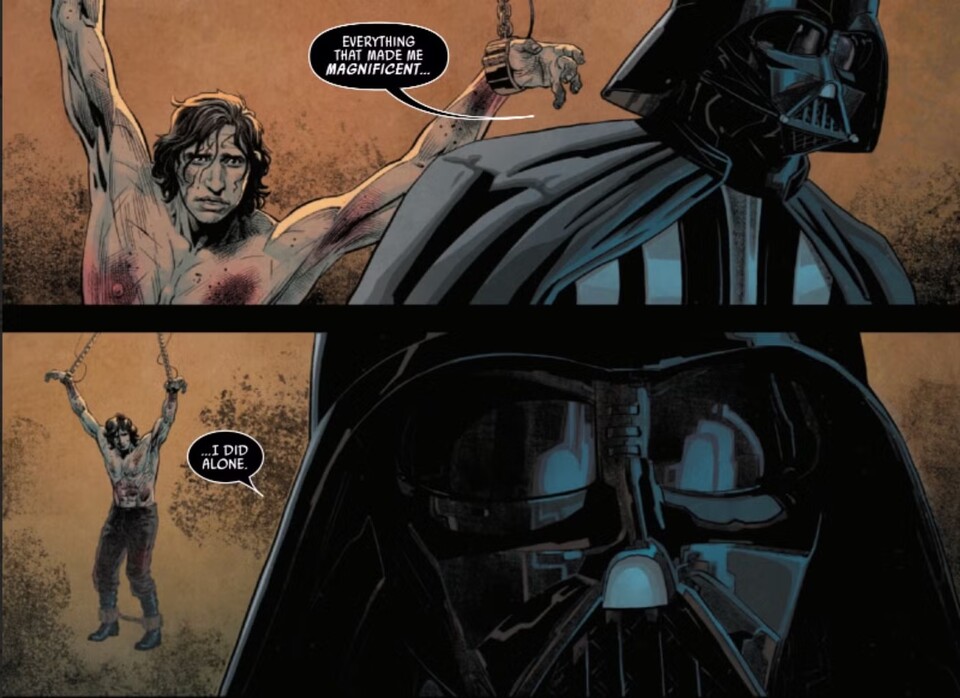 Mit Kylo Rens Hilfegesuch kann Darth Vader nicht allzu viel anfangen. Bildquelle: DisneyLucasfilmMarvel Comics