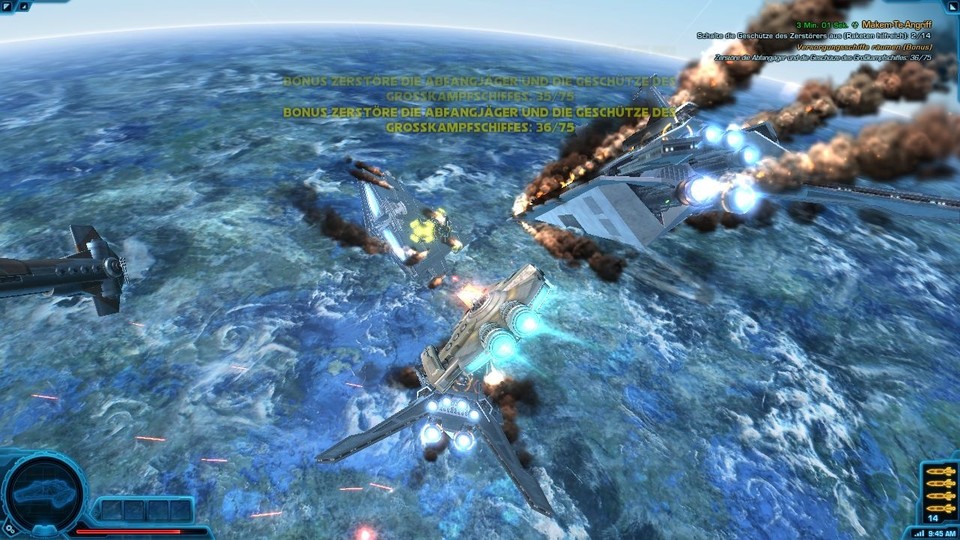 Dieser Beta-Screenshot zeigt eine Raumschlacht in Star Wars: The Old Republic.
