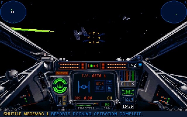 X-Wing war das Vorgänger-Spiel zu TIE Fighter und musste noch ohne Goraud-Shading für rundere Objektoberflächen auskommen.