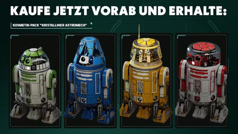 R2-D2 wäre neidisch: Wer Star Wars Zero Company vorbestellt, bekommt das Kristalline Astromech-Paket mit R3-Droide, kristallinen R4- und R5-Köpfen sowie exklusivem BR-1-Droiden.