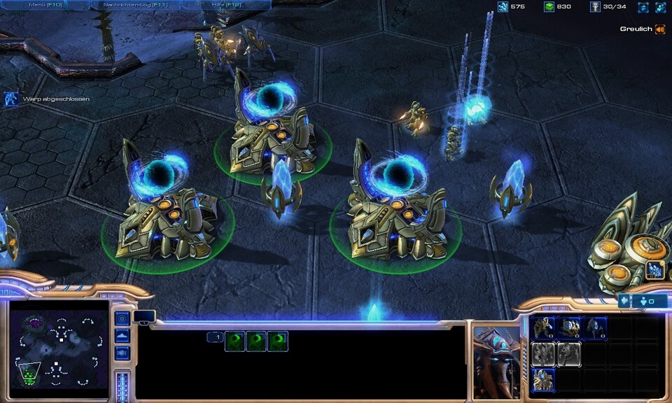 Protoss are beaming reinforcements into a pylon's energy field.