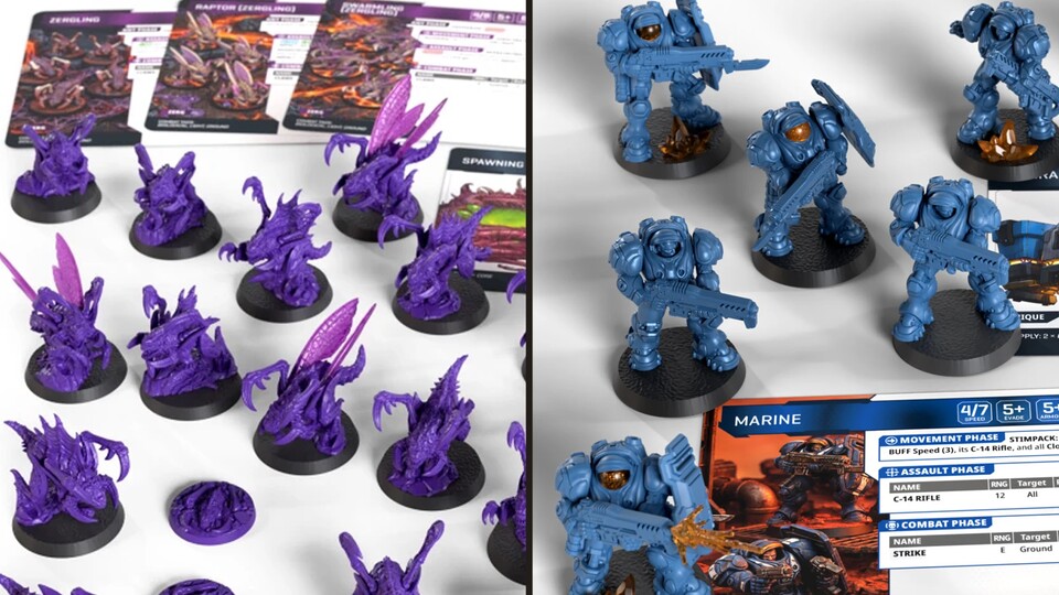 Die Miniaturen müssen zwar noch bemalt werden, aber sie haben genug Farbe, dass man mit ihnen direkt losspielen kann.