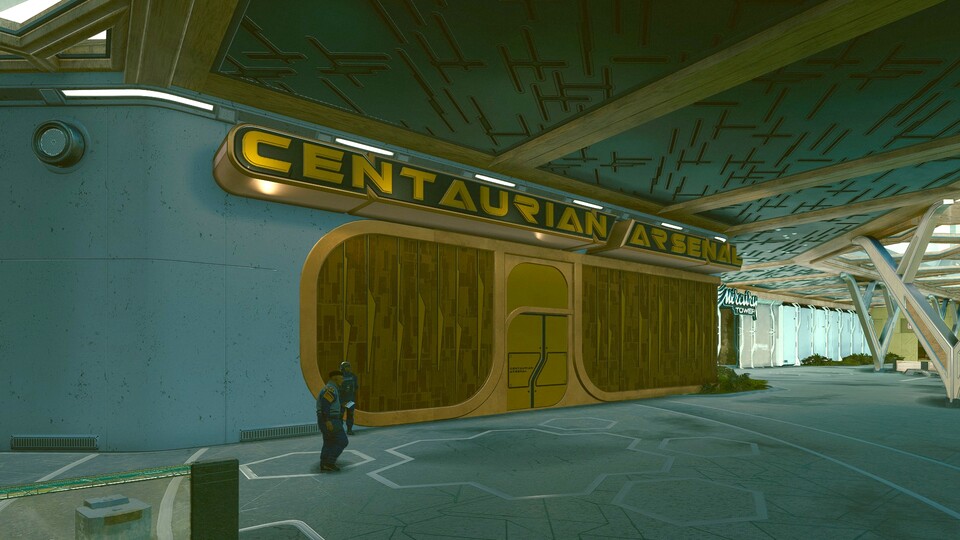 Bei Centaurian Arsenal im Wohnviertel von New Atlantis bekommt ihr ziemlich gute Waffen.