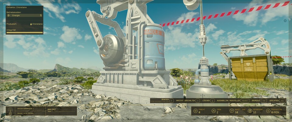 Geht bei eurem Außenposten in den Modifizieren-Modus, um Extraktoren mit dem passenden Container zu verbinden.