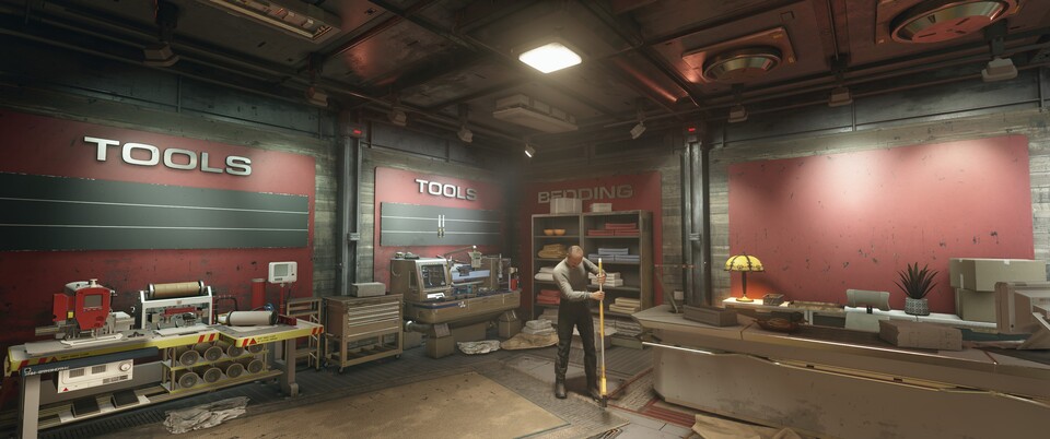 Clint hat nicht nur viele Ressourcen im Angebot, sein Laden verfügt auch über wichtige Werkbänke.