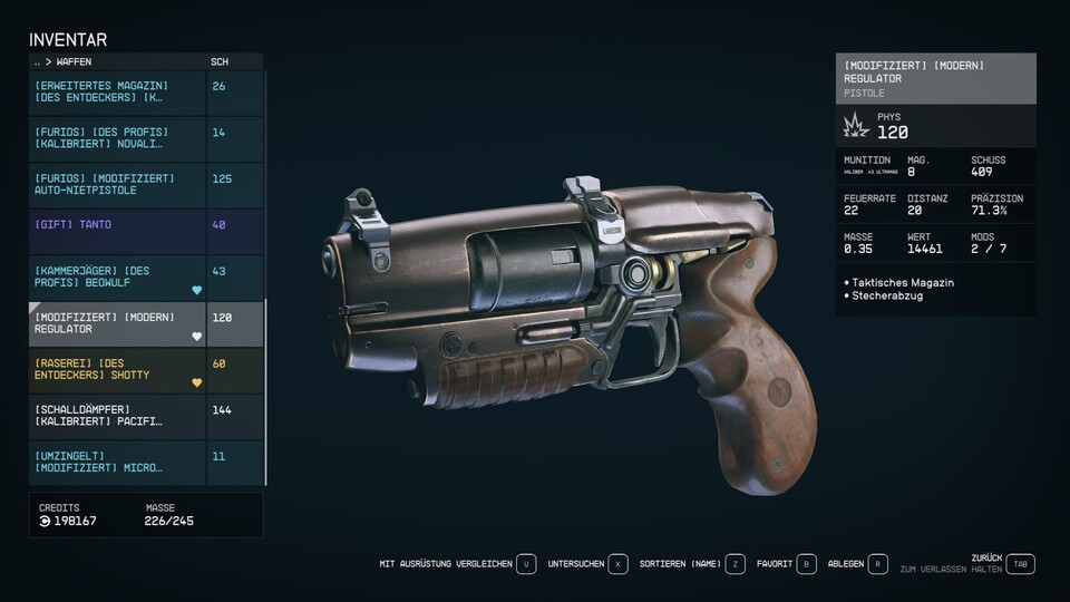 Eine moderne Regulator-Pistole braucht für so ziemlich jeden Gegner mit niedrigerem Level nur einen Schuss.