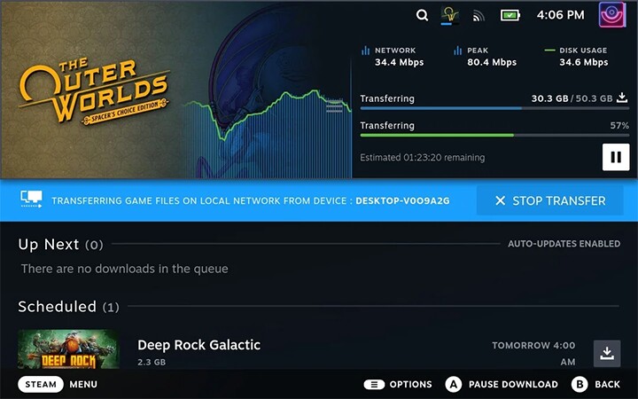 Wenn der Transfer funktioniert, wei er soll, seht ihr diese blaue Leiste im Download-Bereich in Steam. (Bild: Reddit.com)