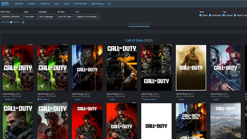 Auf Steamgriddb gibt es unzählige Grafiken, Grafiken und Symbole. Glücklicherweise kann die Suche sehr granular angepasst werden.