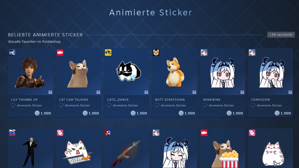 Für Punkte könnt ihr zum Beispiel Sticker oder Profilhintergründe kaufen, also optische Goodies, um euch mehr Persönlichkeit auf der Plattform zu verleihen.