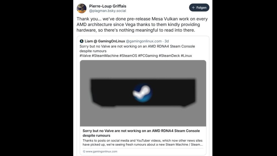 Pierre-Loup Griffais auf der Plattform bluesky.