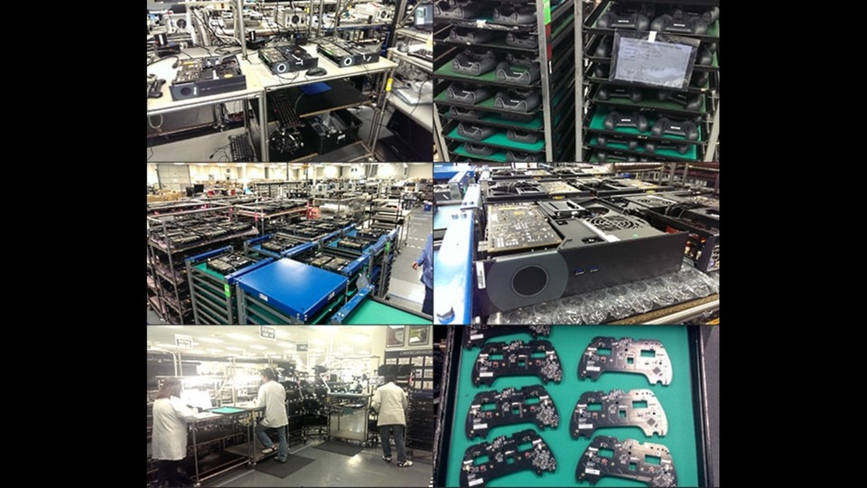 Dieses Bild zeigt mehrere Fotos aus der Produktion der Steam Machines.