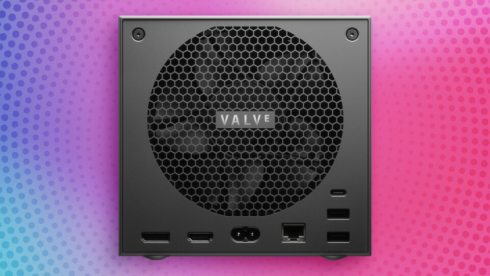 Das sehen wir gerne: An der Rückseite der Steam Machine befindet sich ein großer Lüfter (vermutlich 140 Millimeter), der hoffentlich eine möglichst leise Kühlung der Komponenten im Inneren ermöglichen wird. (Bildquelle: Valve)