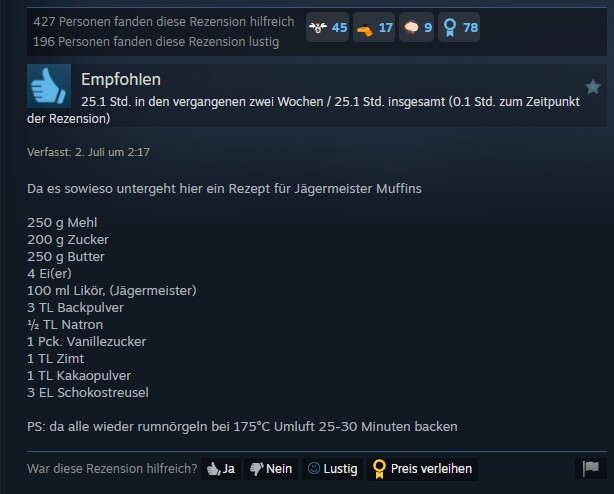 Ihr wollt auch leckere Jägermeister-Muffins backen? Dank dieser Steam-Review wisst ihr jetzt, was ihr dazu braucht.