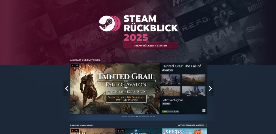 Ungefähr so sollte die Steam-Startseite gerade für euch aussehen.