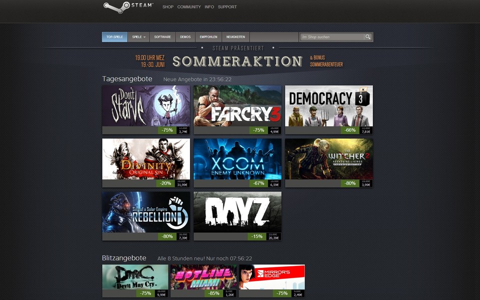 Beim großen »Summer Sale« von Steam gibt es zahlreiche Spiele zum Schnäppchenpreis.